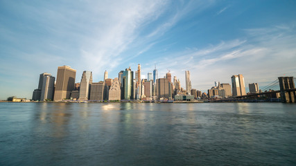 Wide Angle View of Manhattan From the New Jersey Side in the Morning