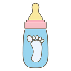 baby bottle milk with footprint