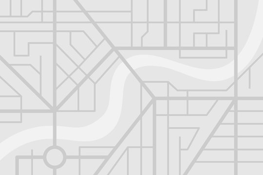 City Street Map Plan With River. Vector Gray Color Illustration Schema