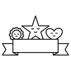 heart with star and lace kawaii comic characters