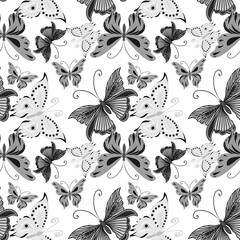 Beautiful seamless pattern with butterflies. Vector illustration, 