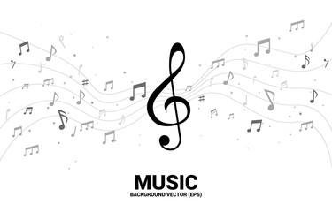 Vector music melody note dancing flow . Concept background for song and concert theme.