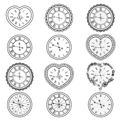 Set of vintage watches.Vector illustration.