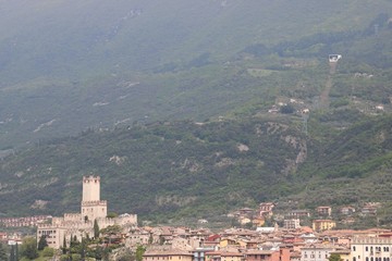 Fototapeta na wymiar View of Malcesine from across Lake Garda