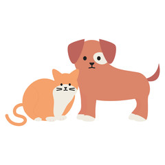 Obraz na płótnie Canvas cute cat and dog mascots adorables characters