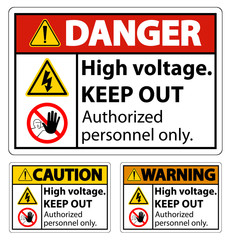 High Voltage Keep Out Sign Isolate On White Background,Vector Illustration EPS.10