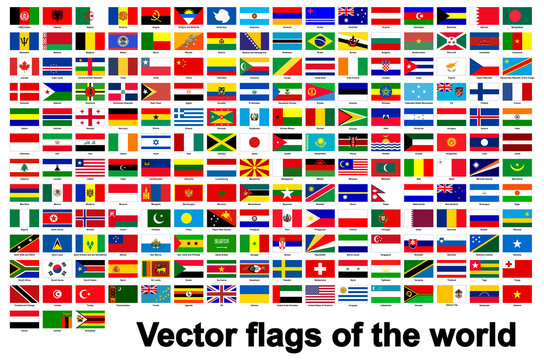flags of the world Isolate On White Background,Vector Illustration EPS.10