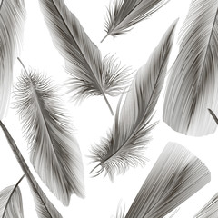Obraz premium Seamless pattern with a feather. Vector illustration. 
