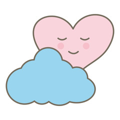 heart love kawaii with cloud