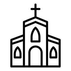 Village church icon. Outline village church vector icon for web design isolated on white background