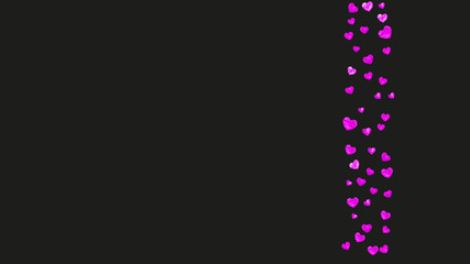 Heart frame background with gold glitter hearts. Valentines day. Vector confetti. Hand drawn texture.