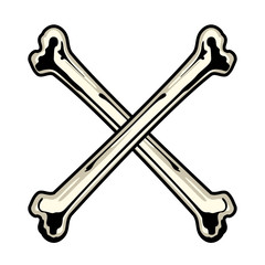 Isolated detailed colored tattoo of a crossbones - Vector