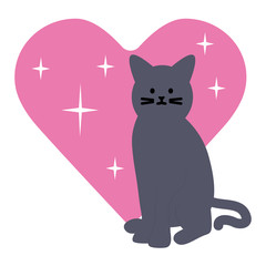 cute cat mascot adorable with heart