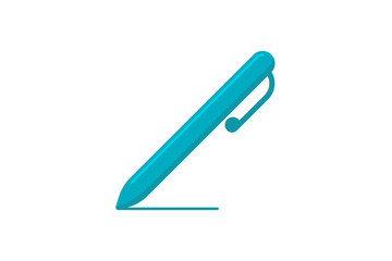 Blue pen icon. Flat vector illustration
