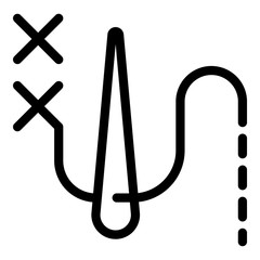 Cross stitch icon. Outline cross stitch vector icon for web design isolated on white background