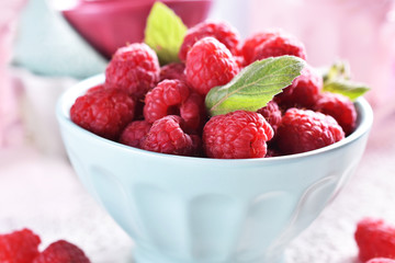 fresh raspberries in a bowl