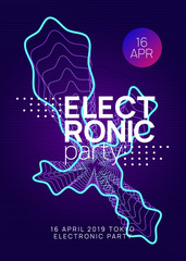 Fototapeta na wymiar Neon club flyer. Electro dance music. Trance party dj. Electronic sound fest. Techno event poster.