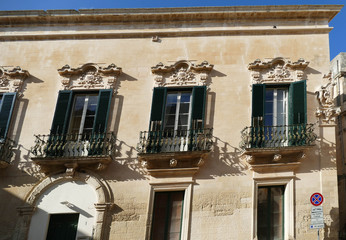 Baroque balconies on buildings in Lecce