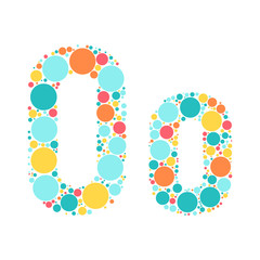 A letter of the alphabet from colored circles laid out by a cheerful mozayka.