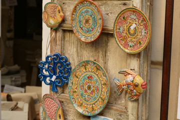Traditional Italian designs on souvenir plates