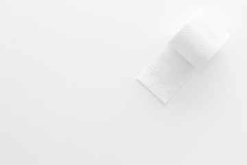 Toilet paper for proctology diseases concept on white background top view mock up