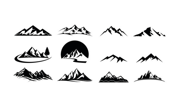 Mountain set template vector logo