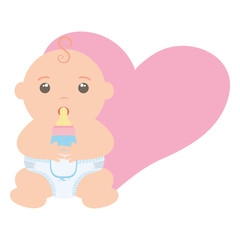 cute little baby boy with bottle milk