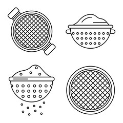 Sieve icons set. Outline set of sieve vector icons for web design isolated on white background