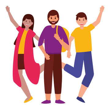 happy young people flat design