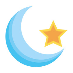 half moon and star on white background