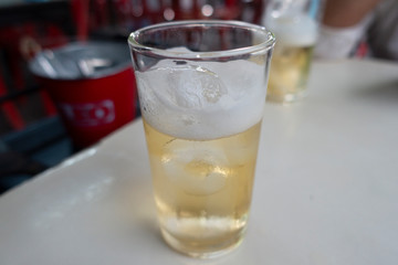 Beer in the glass on table