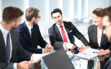 business colleagues discussing a new business plan.