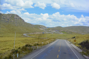 Beautiful summer landscape. Mountaing and endless road.