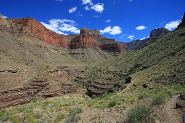 View of the Grand Canyon from the Grandview Trail in Grand Canyon National Park, Arizona.