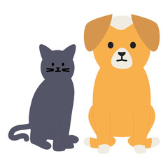 Plakat cute cat and dog mascots adorables characters