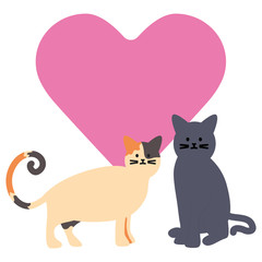 cute cats mascots adorable with heart