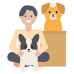 young boy with little dogs adorables mascots