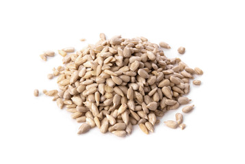 sunflower seeds isolated on white background.