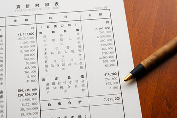 決算報告書　決算書　貸借対照表