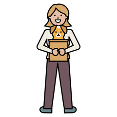 young woman with little dog adorable mascot