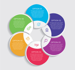 Infographic design vector and marketing icons can be used for workflow layout, diagram, annual report, web design.  Business concept with 6 options, steps or processes. - Vector 
