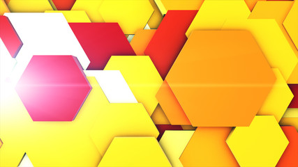 3d render abstract pastel colorful many technical geometric hexagons as background.
