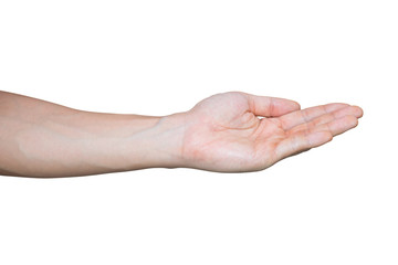 Man hand isolated on white background with clipping path.