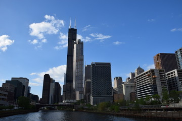 Fototapeta na wymiar Chicago River and Sears Tower