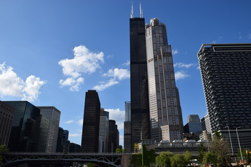 Fototapeta premium Chicago River view of Sears Tower