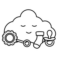 cute cloud kawaii with baby accessories