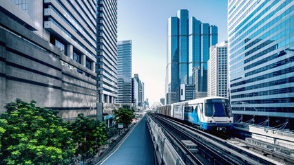Fototapeta na wymiar BTS sky train in Bangkok Thailand
