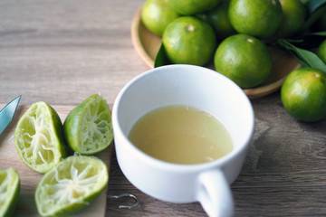 Lime juice made fresh in the glass