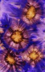 Obraz premium Abstract hand painted purple fabriс background with irregular floral spots
