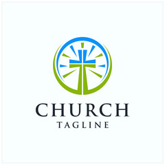 church christian logo icon illustration vector template